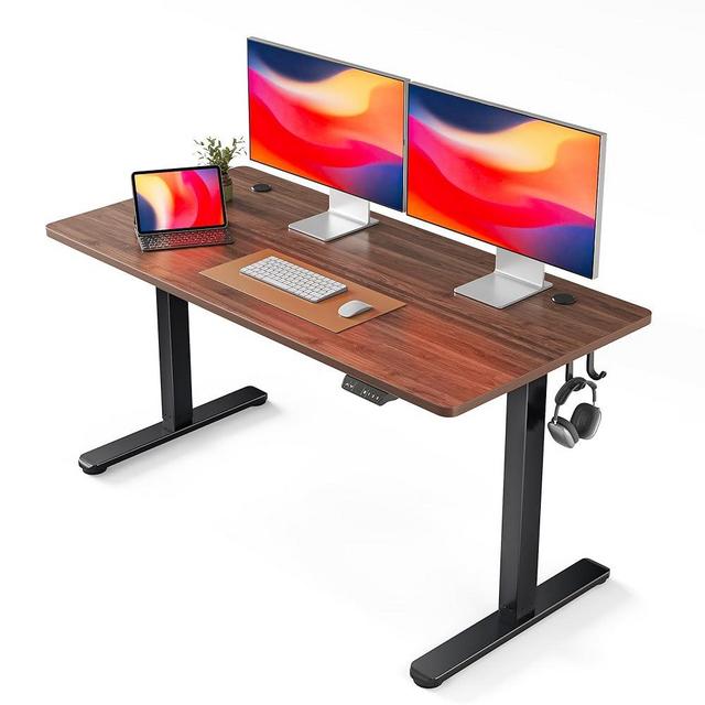 FEZIBO Electric Standing Desk, 55 x 24 Inches Height Adjustable Stand up Desk, Sit Stand Home Office Desk, Computer Desk, Black Walnut