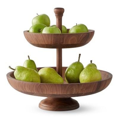 Walnut Tiered Fruit Bowl