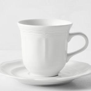 Pillivuyt Queen Anne Porcelain Cups & Saucers, Set of 4