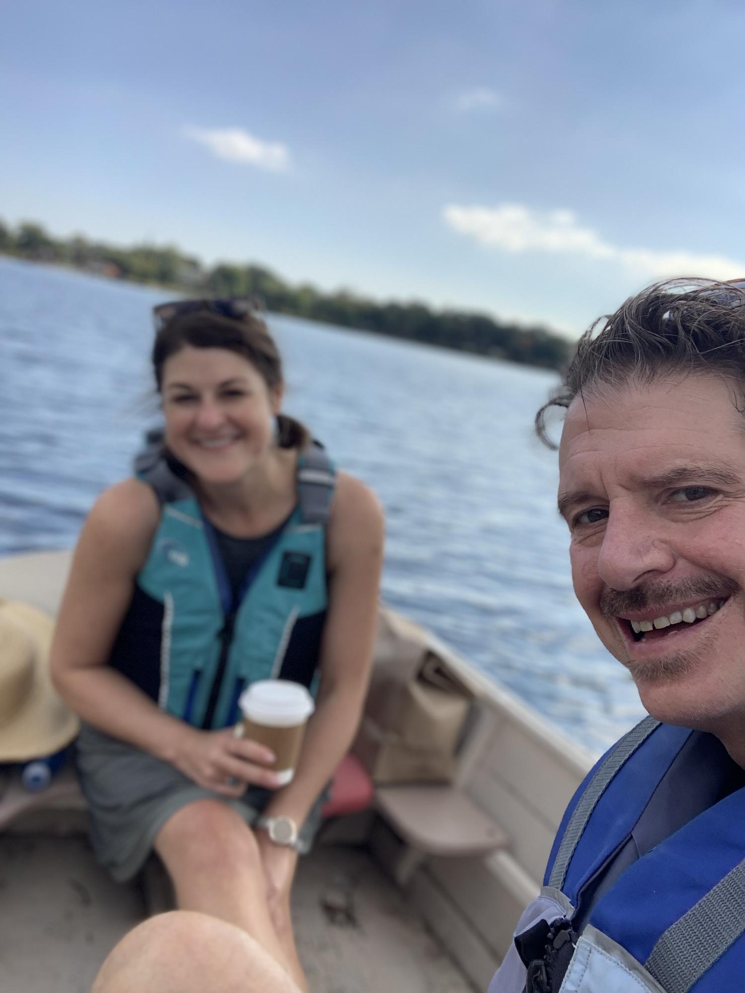 Rowing on Jamaica Pond in Boston October 2021