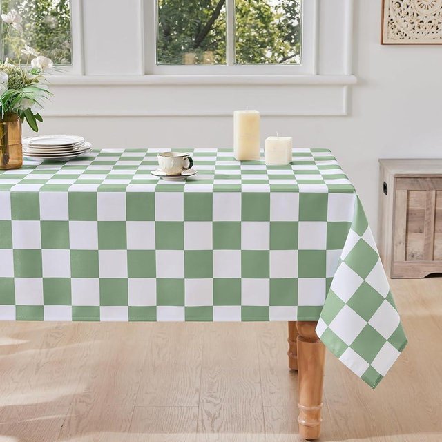 Ohocut Checkered Table Cloth, Classic Checkerboard Tablecloth for Picnic, Party, Dinner Table Cover, Waterproof Washable Wrinkle Resistant (Sage, 55''x71'' (Rectangle))