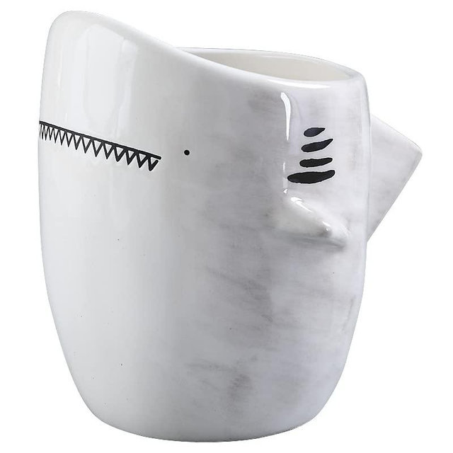 Huilairen 3D Shark Ceramic Coffee Mug | Cute Handmade Milk Tea Cup 14OZ | shark themed gifts,funny valentines gift for shark-fans