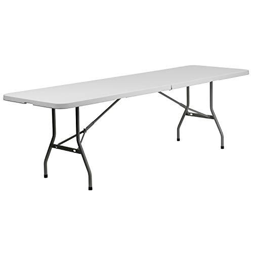 Flash Furniture 8-Foot Bi-Fold Granite White Plastic Banquet and Event Folding Table with Carrying Handle