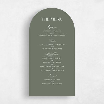 Green Arch Wedding Menu - Hilltone