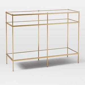 Terrace Console, Glass/Mirror/Antique Brass