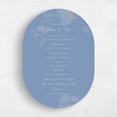 Blue Oval Wedding Program - Ola
