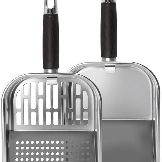 Matchwaves Griddle Scoop for Blackstone with a Any-Edge Hook, Stainless Steel Griddle Portable Food Mover for Stir Fry and Move Food, Classic & Sifting Grill Shovel, 2 Pack