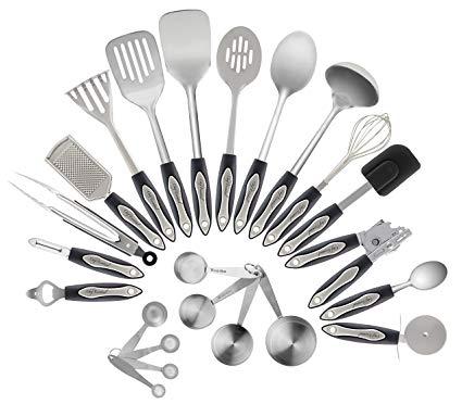 Stainless Steel Kitchen Utensil Set, 23-Pc Set, Everything You Need For Cooking Included, Great Gift Idea For Your Loved One.