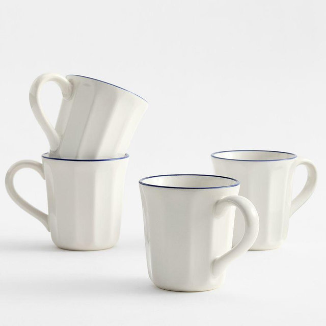 Heirloom Stoneware Mugs, Set of 4 - Navy