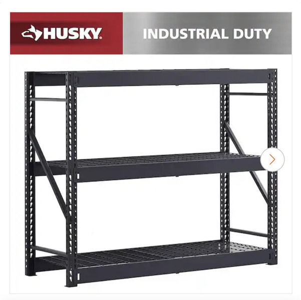 Husky 3-Shelf Metal Industrial Duty Freestanding Garage Storage Shelving Unit in Black (65 in. W x 54 in. H x 24 in. D) N2W652454W3B
