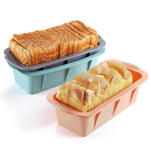 MONGSEW 3PCS Silicone Bread Loaf Pan, Non-Stick Bread Pans for Baking, Easy Release Loaf Pan, Great for Homemade Bread, Cakes, Brownies, Dishwasher Safe (3 Colors, Nesting Design)