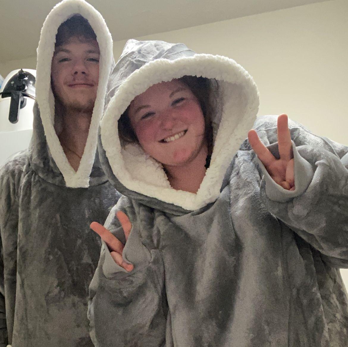 He got us matching wearable blankets, we still have them. In case you were curious, yes two people can fit in one...