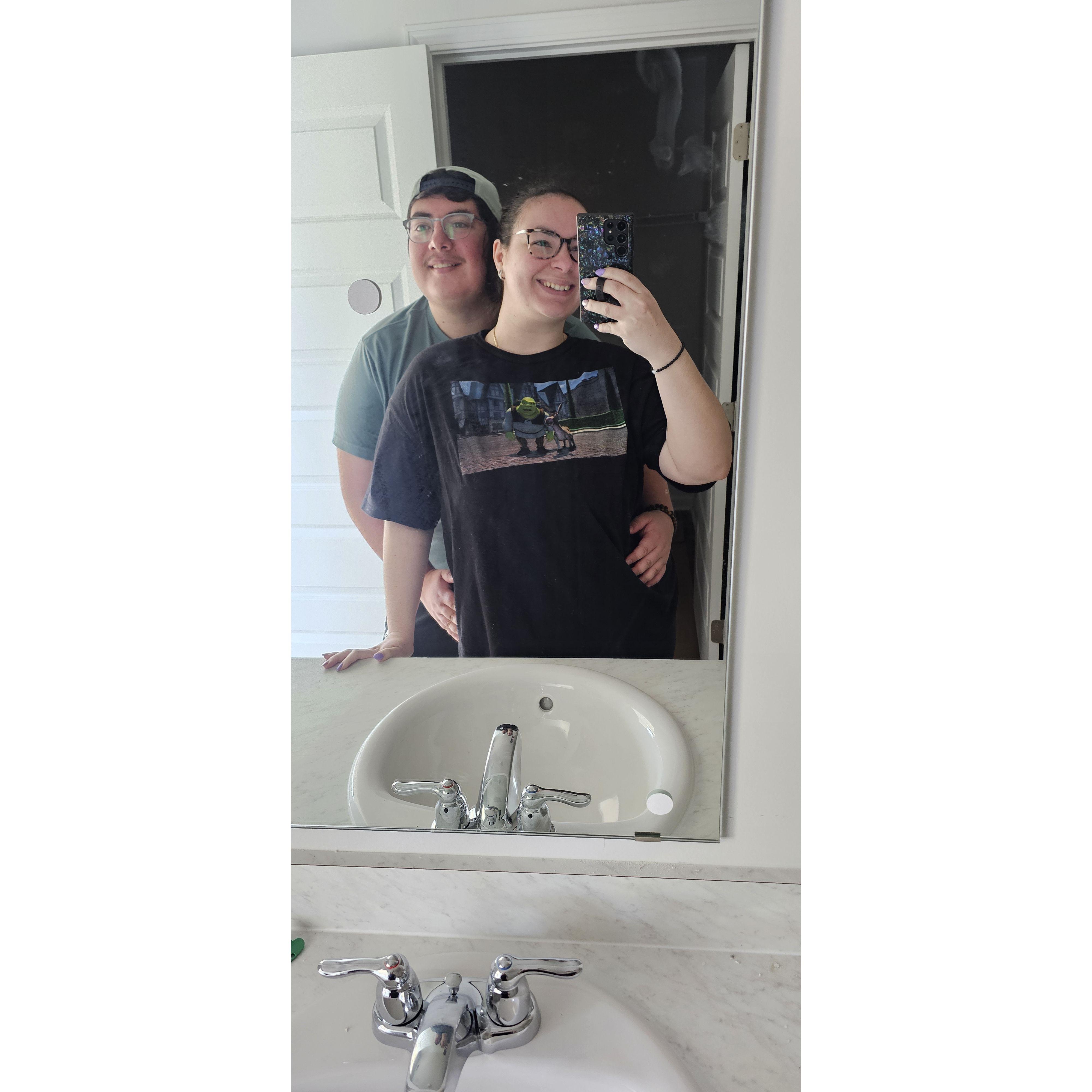 Our fist selfie in the home we bought together.