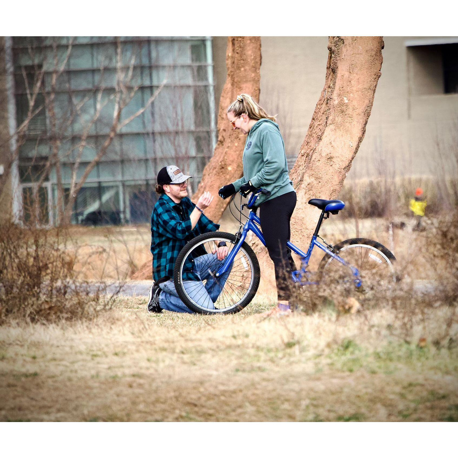 Matthew proposed to Jenna during a bike ride.