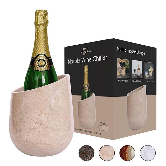 Marble Hives Marble Wine Chiller- Premium Wine Chiller Bucket- Perfect Wine Bottle Chiller- Keep Your Champagne Chiller and Safe- Easily Holds 750ml Bottle - Wine Cooler (Virona new)