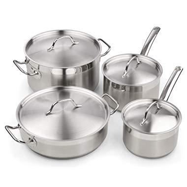 Cooks Standard 02659 Professional Stainless Steel Cookware set 8PC, 8 PC, Silver