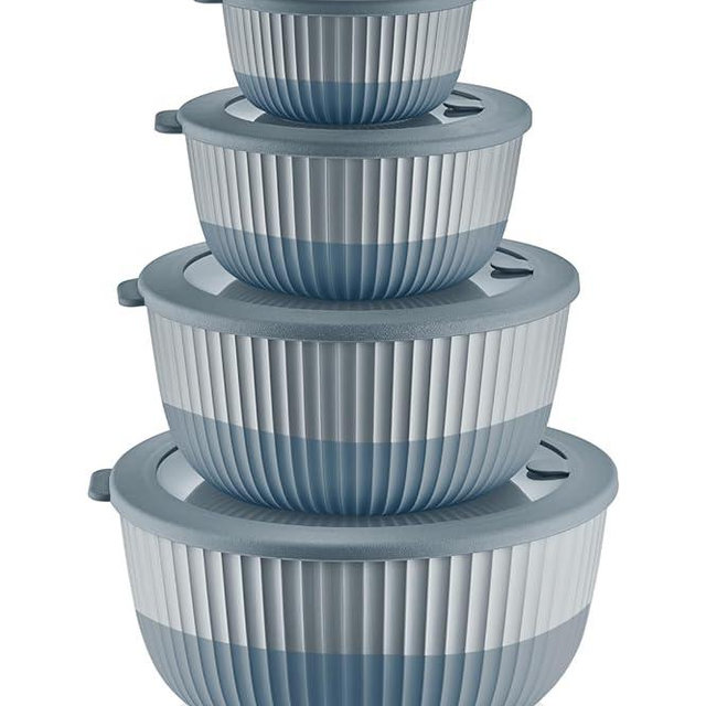 Mixing Bowls with Lids, 8-Piece Airtight Leak-Proof Nesting Plastic Bowl Set for Kitchen & Food Storage, Large 4200ml Capacity, BPA-Free, Microwave & Dishwasher Safe