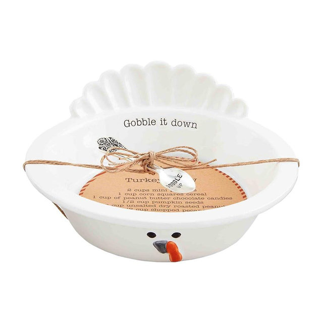 Mud Pie Turkey Chow Bowl Set, 3 1/2" x 7 3/4" dia