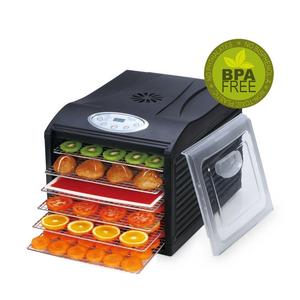BioChef Arizona Sol Food Dehydrator 6 x BPA FREE Stainless Steel Drying Trays & Digital Timer - Includes: 1 x Non Stick & 1 x Fine Mesh Sheet & Drip Tray. Best Drier for Raw Food, Fruit, Jerky (Black)