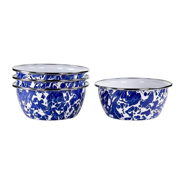 Golden Rabbit Enamelware - Set of 4-3cup Salad Bowls (Cobalt Swirl)