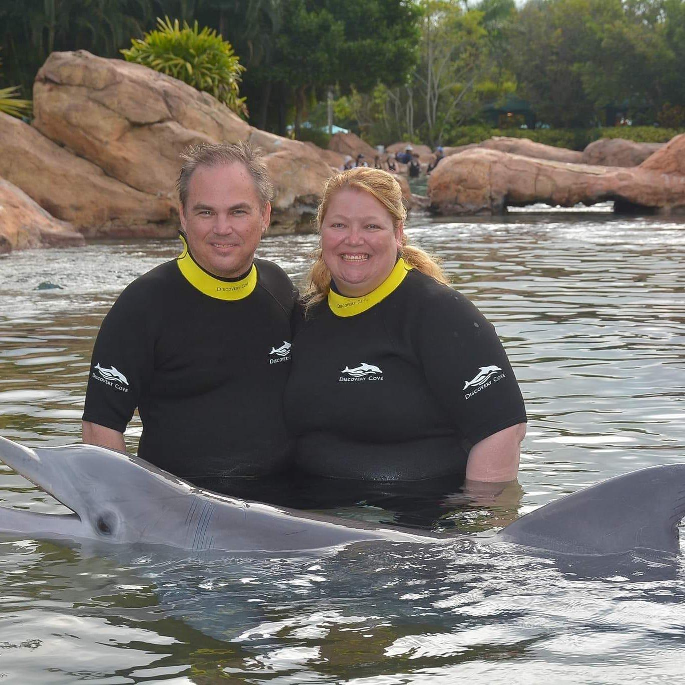 Playing with the dolphins in Orlando.