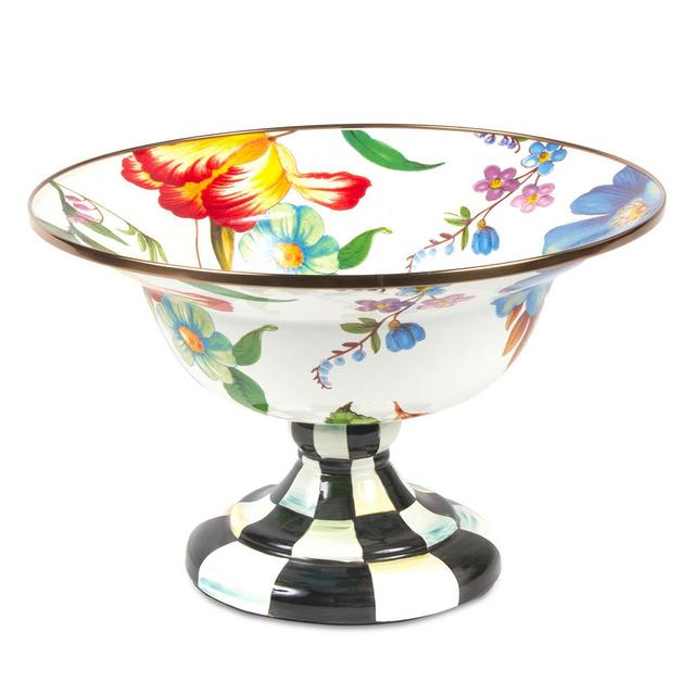 MacKenzie-Childs Flower Market Large Compote - White