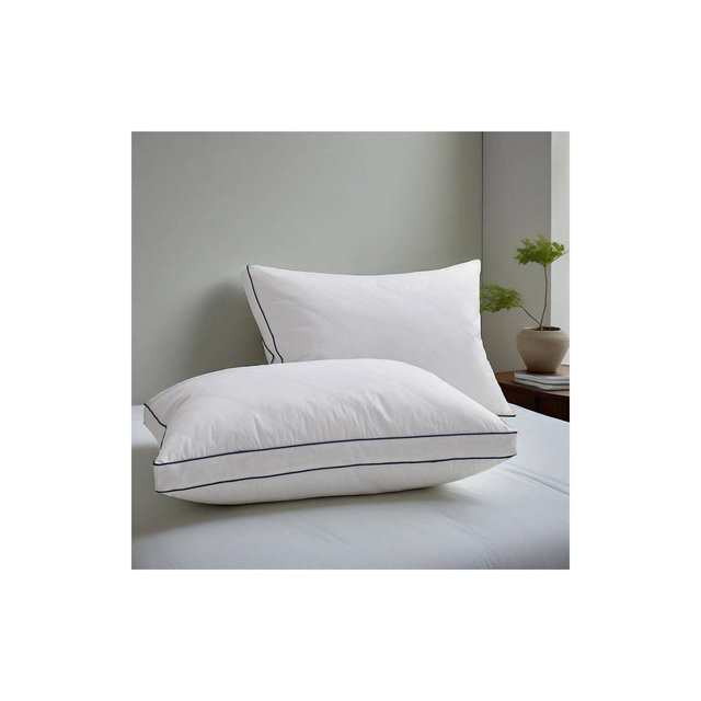 Peace Nest Medium-Firm Gusseted Goose Feather Down Bed Pillow Set of 2, Gusseted, Standard