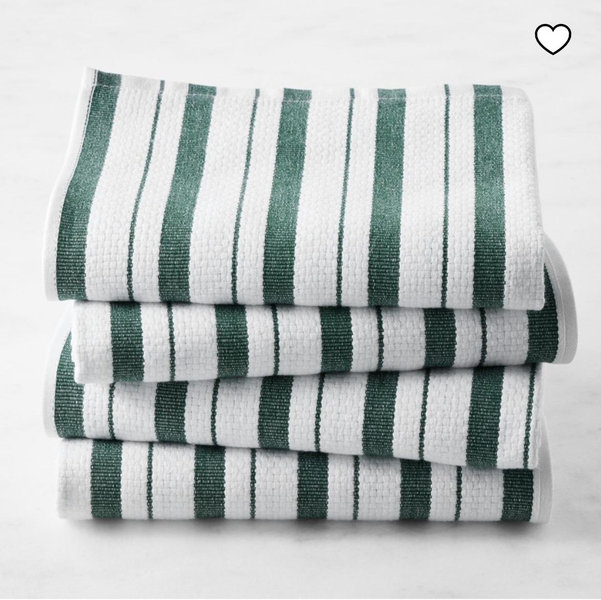 Williams Sonoma Classic Striped Dishcloths - Set of 4, Dark Green