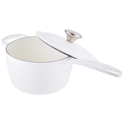 Le Creuset LS2518-1616SS Signature Enameled Cast Iron Saucepan, 1-3/4-Quart, White