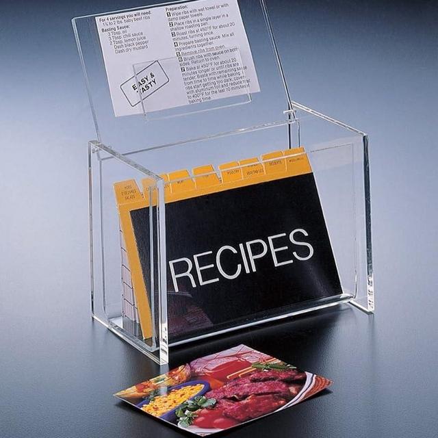 Recipe Box Lid Display 4 x 6 Cards (W/Cards) Acrylic