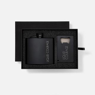 Liquid Courage Flask and Bottle Opener Gift Set