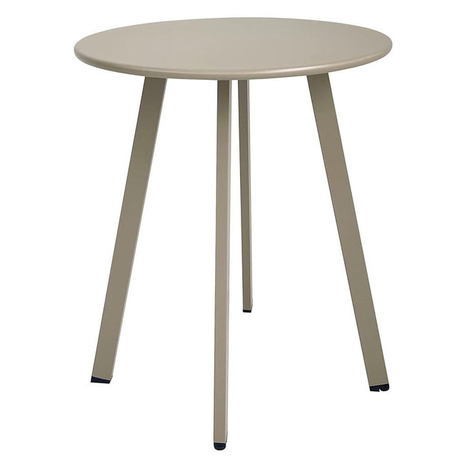 Meluvici Outdoor Side Table, Weather Resistant Patio Small Side Table Outdoor Indoor Round Metal Steel Small Side Table, Waterproof End Table for Garden Balcony Yard, Grey White