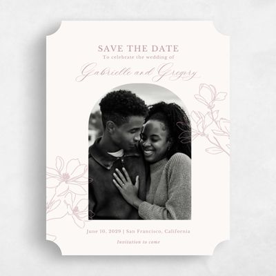 Beige Ticket Wedding Save the Date - Magnolia Photo