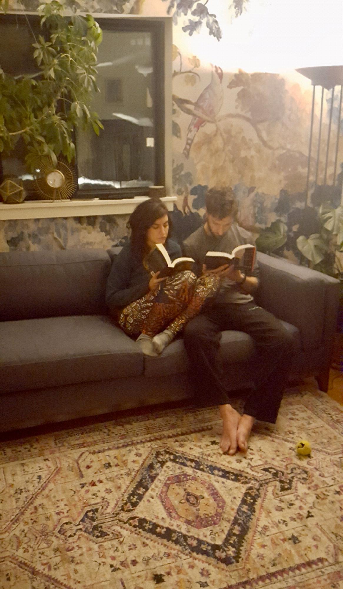 My favorite picture of us. Wintertime reading