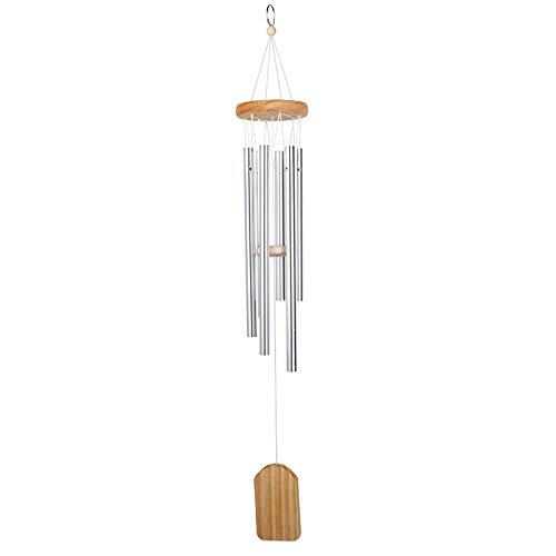 Outdoor Wind Chime, Amazing Grace Wind Chimes Bells 6 Metal Tubes Windchime for Garden, Yard, Patio, Home Decoration And Gift, Silver color (White Wind Chimes)
