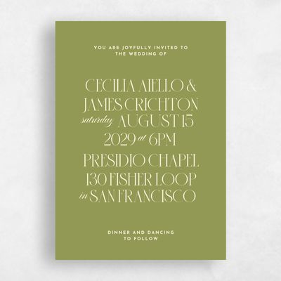 Marsh Green Wedding Invitation - Milan Portrait