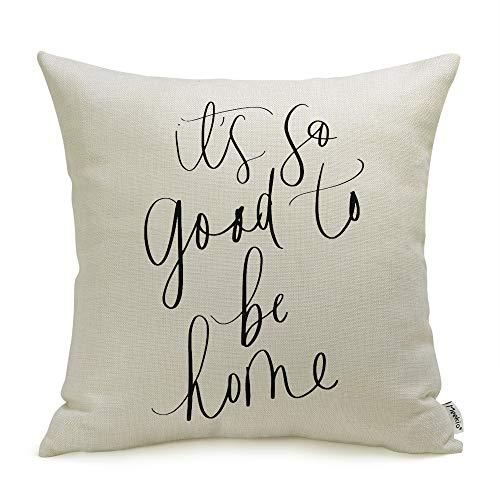 Meekio Farmhouse Pillow Covers with It's So Good to Be Home Quotes 18 x 18 Inch Farmhouse Decor Housewarming Gifts for The Home