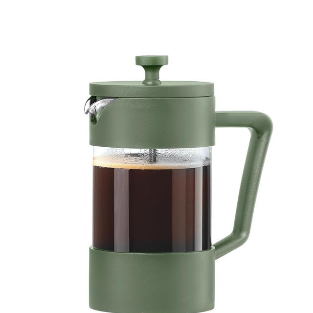 Oggi Borosilicate Glass French Press Coffee Maker (20oz)- 5 Cup Capacity, Coffee Press, Single Serve Coffee Maker, Stainless Steel Lid & Plunger, Make Great Coffee Gifts, Green
