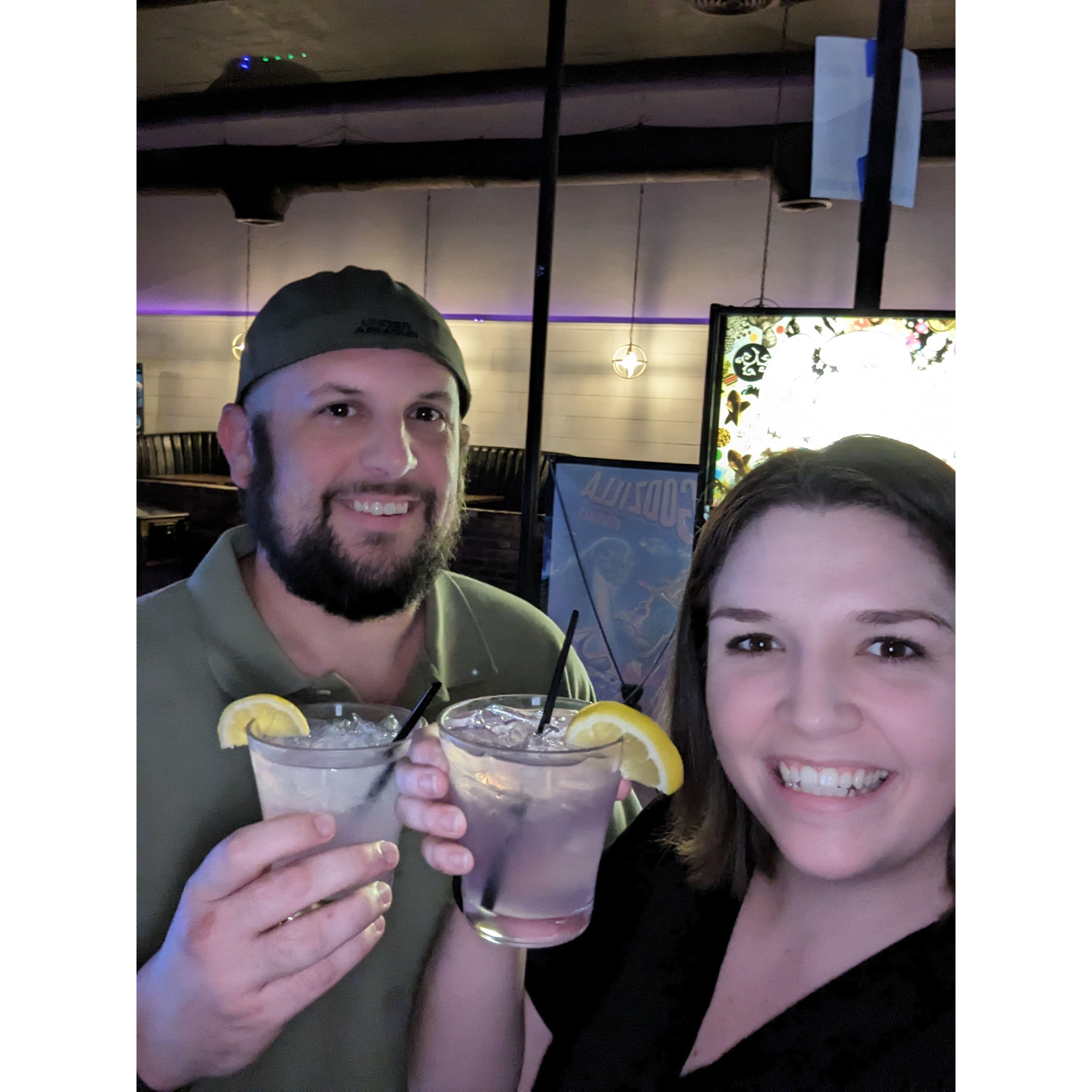 Pinball and purple drinks on date night!