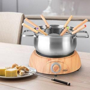 Artestia Electric Chocolate & Cheese Fondue Set, Serve 8 persons (Wood Pattern Base)