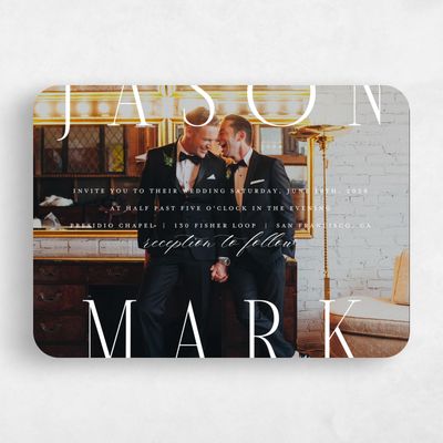 White Rounded Wedding Invitation - Melina Photo