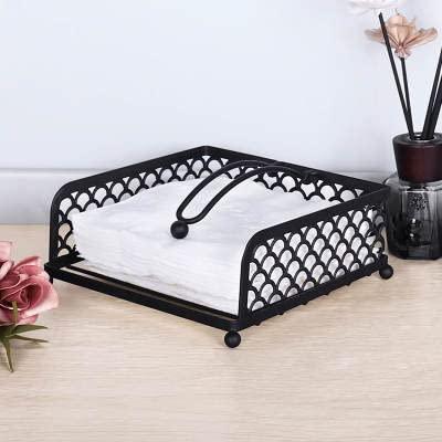 TOOFLEE Napkin Holder with a Pivoted Arm Hold - Elegant, Stylish, Flat Napkin Holder for Table, Countertop or Dining Room - Durable Napkin Holders for Kitchen, Home or Party Décor - Black
