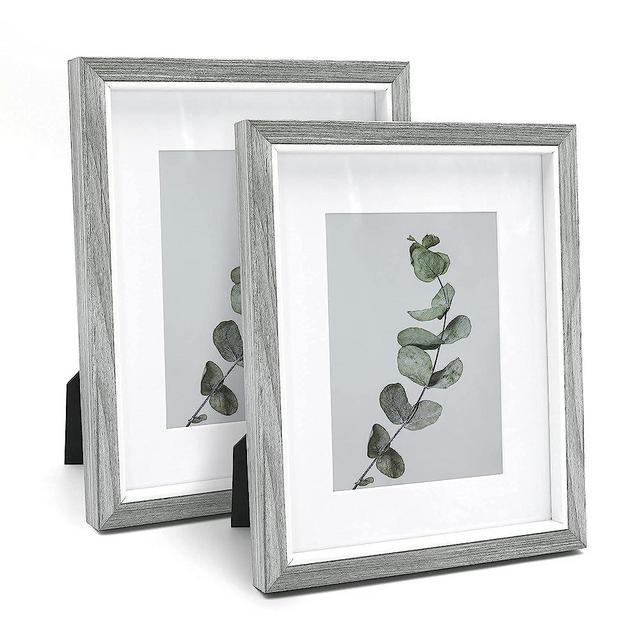 Afuly 8x10 Picture Frame 5x7 Picture with Mat Display, Grey Wood Grain Deep Photo Frames Wall Desktop Home Collage Decor, Unique Gifts for Birthdays Weddings Graduation Anniversary