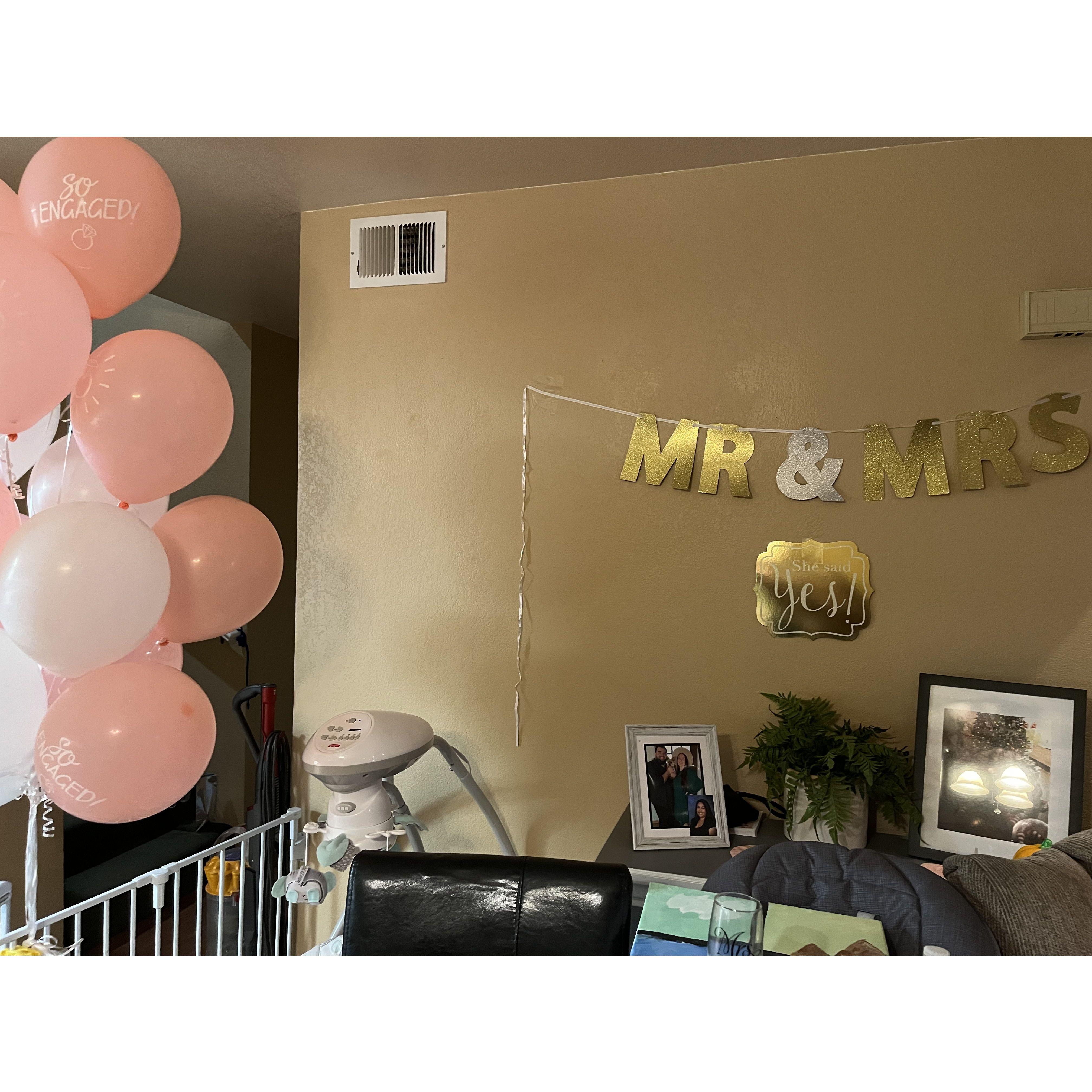 Our surprise engagement party with our families and close friends the night of our engagement!