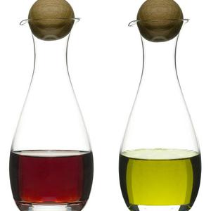 Sagaform Inc - Sagaform 5015337 Oil/Vinegar Bottles with Oak Stoppers, 2-Pack