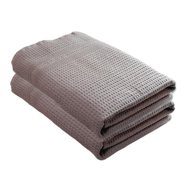 Gilden Tree Premium Waffle Weave Bath Towels 2 Pc Set 100% Natural Cotton Quick Dry Lint Free Soft Luxurious Fabric Solid Colors Oversized Thin Cloth Fade Resistant (Pewter)