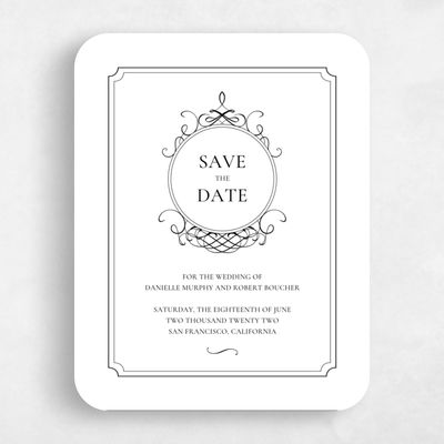 Black Rounded Wedding Save the Date - Malta Type Letterpress