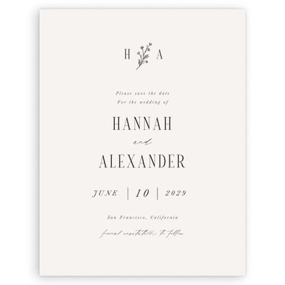 Ebony, Beige Wedding Digital Save the Date - Nydia Portrait