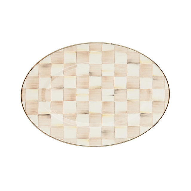 MacKenzie-Childs Mocha Check Small Oval Platter