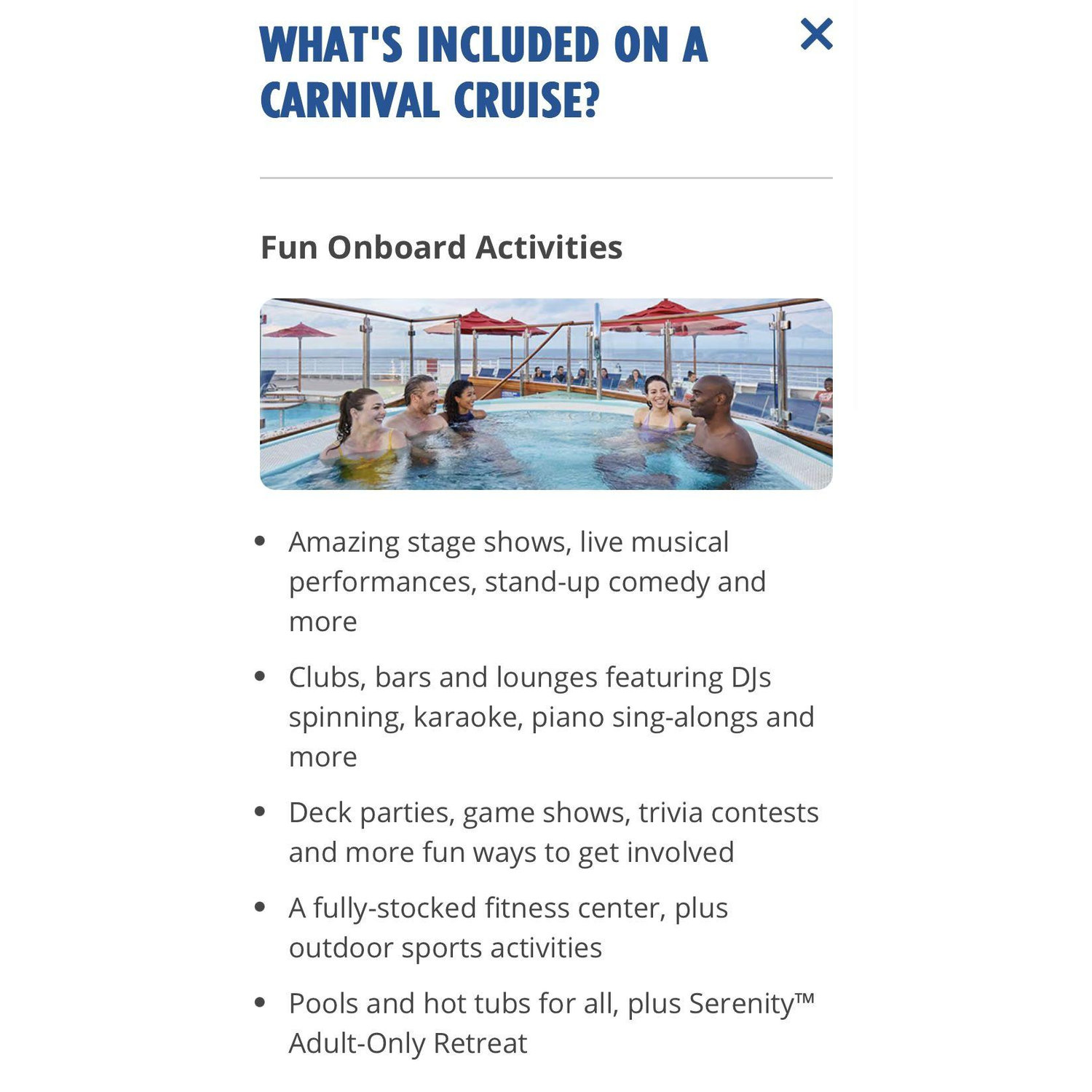 What's included in a Carnival Cruise?